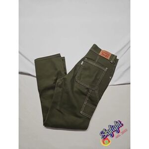 Levi's 724 Women Olive High Rise Straight Crop Carpenter Denim Jeans Sz Reg 27